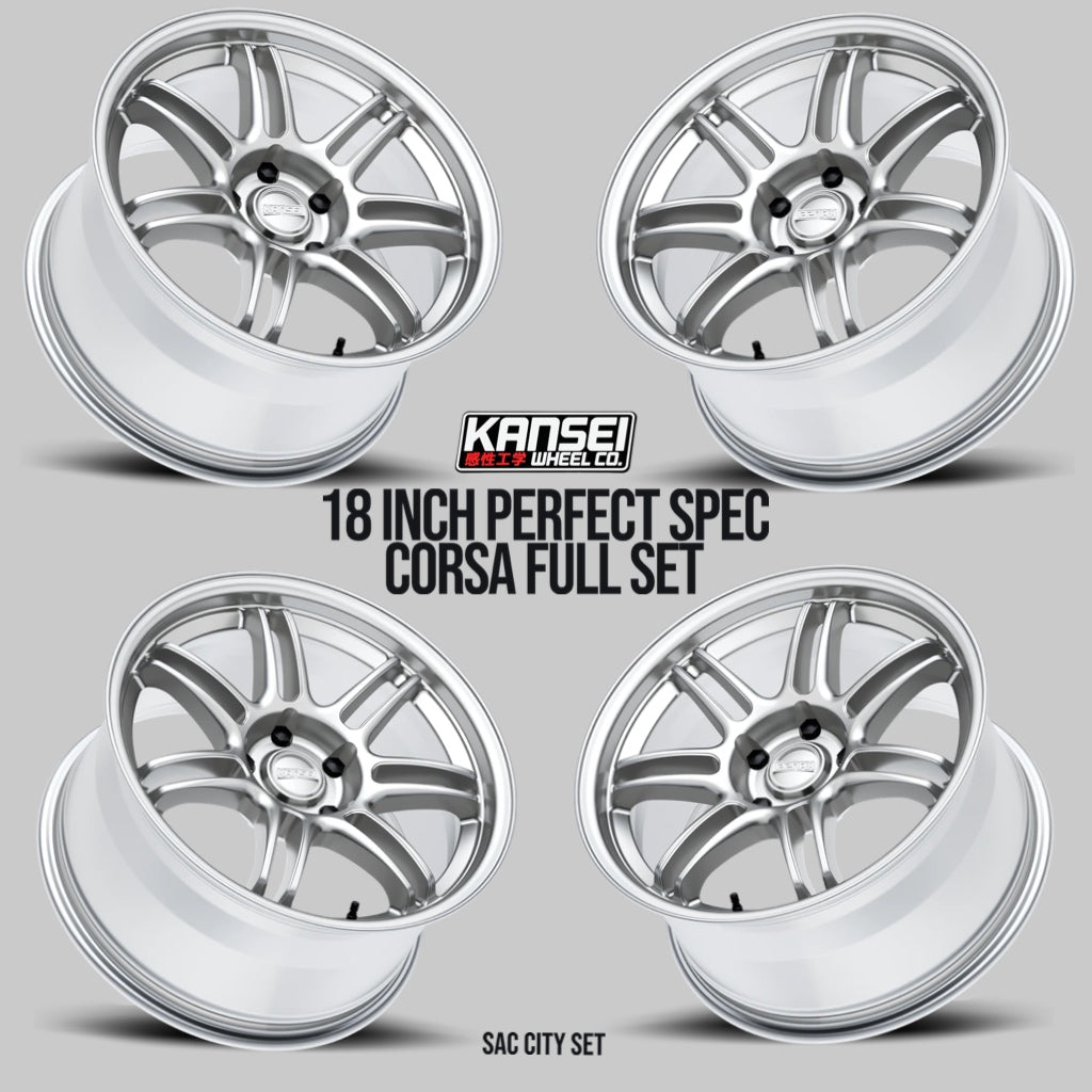 Kansei SEVEN 18 Inch Set Gunmetal (4 Wheel Set) Staggered (Sac City Set)