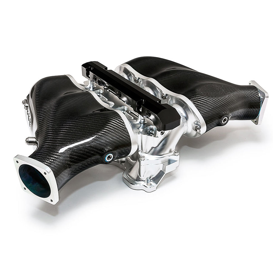 ALPHA GT-R Carbon Fiber / Billet Intake Manifold Standard Fuel Rail (6 Injector) Clear