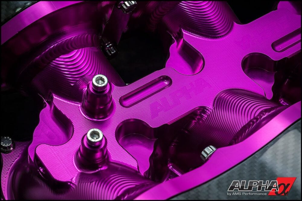 ALPHA GT-R Cast Plenum / Billet Intake Manifold Standard Fuel Rail (6 Injector) Purple
