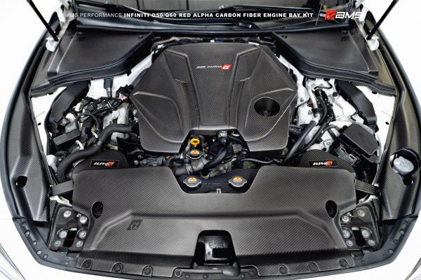 AMS Performance Infiniti Q60 Red Alpha Matte Carbon Fender Trim Set