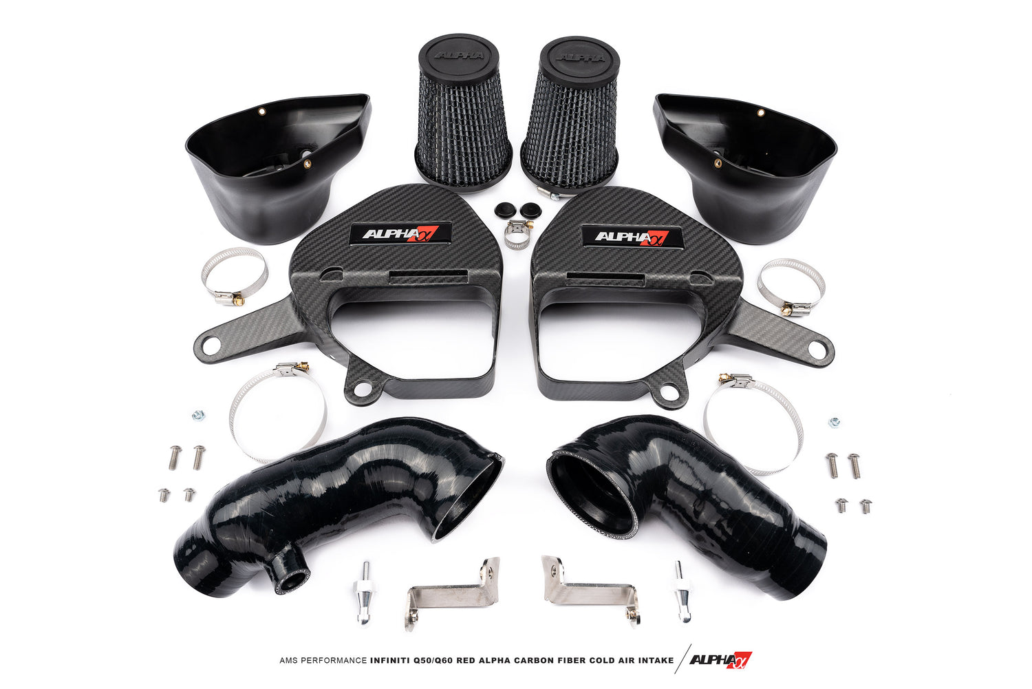 AMS Performance Infiniti Q50 / Q60 Red Alpha Matte Carbon Intake Covers