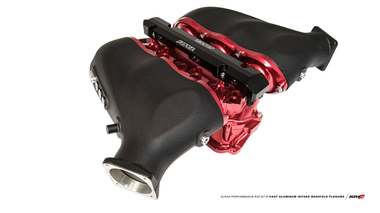 ALPHA Performance R35 GT-R CNC Aluminum & Cast Plenum Intake Manifold w/Auxiliary Fuel Rail (18 Injector)
