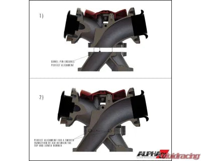 ALPHA GT-R Carbon Fiber / Billet Intake Manifold Standard Fuel Rail (6 Injector) Green