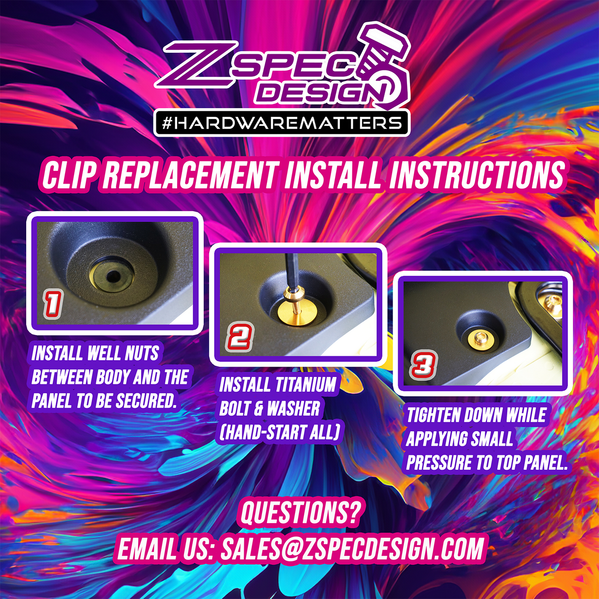 ZSPEC "Cowls & Service-Panels Only" Clips Replacement Kit for Nissan 350z Z33, Titanium