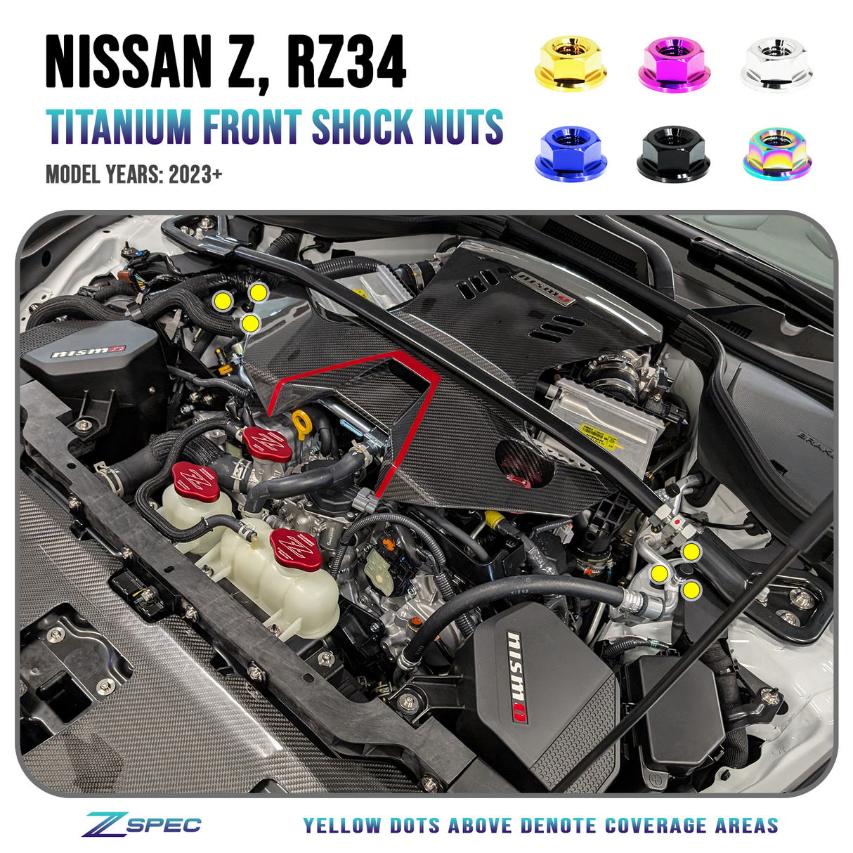 ZSPEC Shock Tower Nuts for '23+ Nissan Z RZ34, Titanium