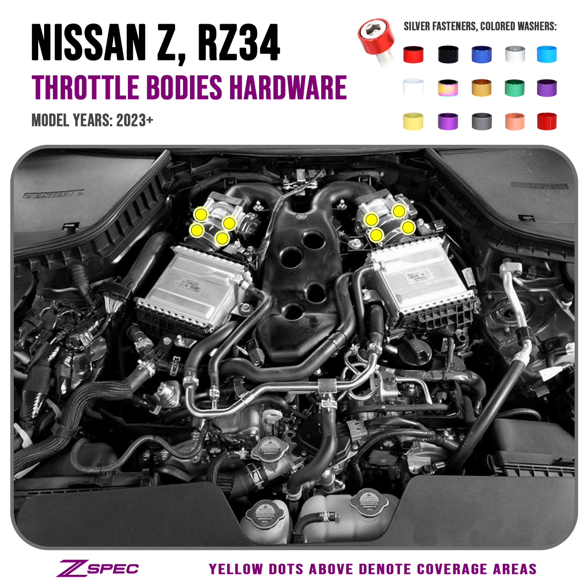 ZSPEC Throttle Bodies Fastener Kit for '23+ Nissan Z RZ34, Stainless & Billet
