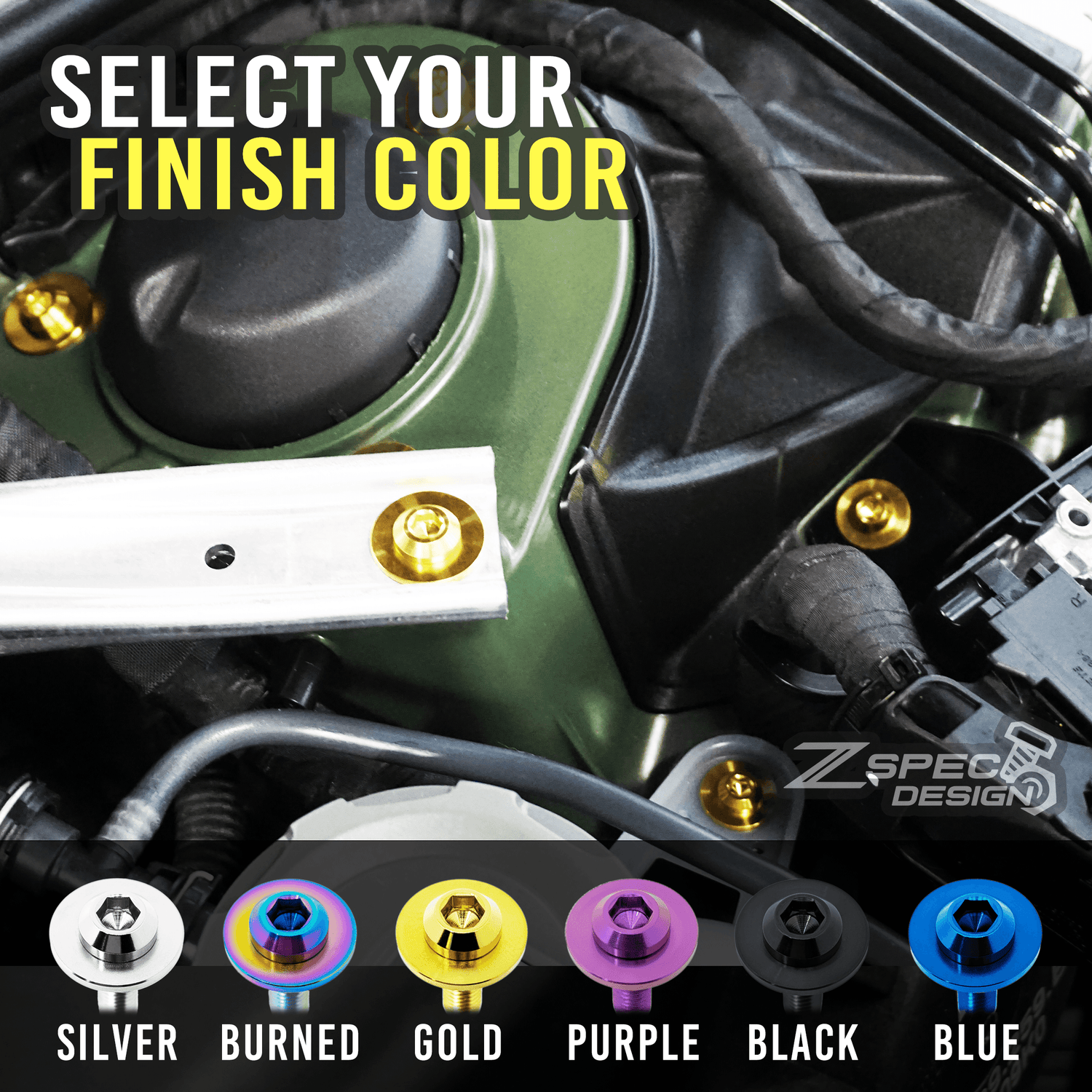 ZSPEC VQ37VHR Front-Engine Dress Up Fastener Kit, 370z / G37, Titanium