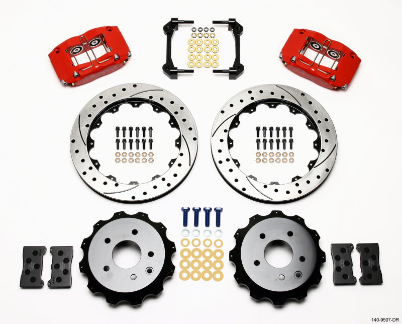 Wilwood Dynapro Radial Rear Kit 13.00in Drilled Red Nissan 350Z/Fiti G35