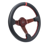 NRG Carbon Fiber Steering Wheel 350mm 3in Deep Red Carbon Fiber Red Stiching Red Center Mark Leather