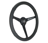 NRG Reinforced Stealth Wheel (380mm) 3 Spoke Center 1in Deep Dish - Perforated Leather Black Stitch