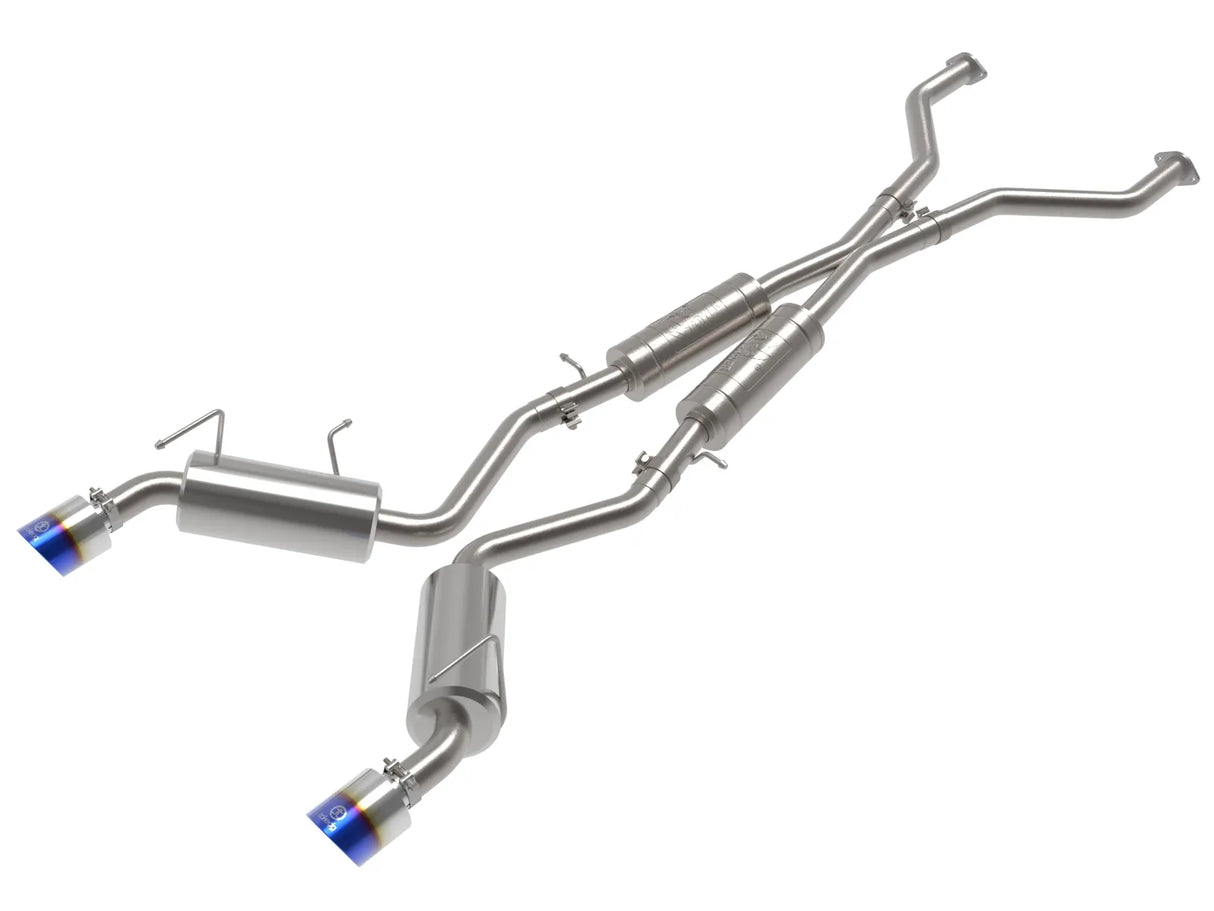 aFe Takeda 09-20 Nissan 370z 2-1/2 IN 304 Stainless Steel Cat-Back Exhaust System w/ Blue Flame Tip