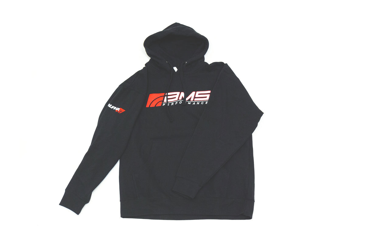 AMS Men's Logo Black Pullover Hoodie - Large