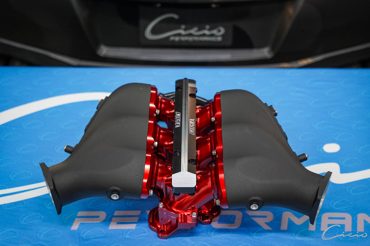 ALPHA GT-R Carbon Fiber / Billet Intake Manifold w/Triple Fuel Rail (18 Injector) Blue