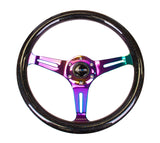 NRG Classic Wood Grain Steering Wheel (350mm) Black Sparkle/Galaxy Color w/Neochrome 3-Spoke