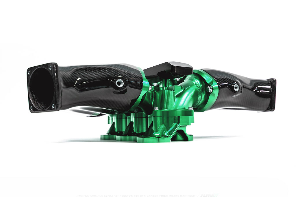 ALPHA GT-R Carbon Fiber / Billet Intake Manifold w/ Secondary Fuel Rail (12 Injector) Green