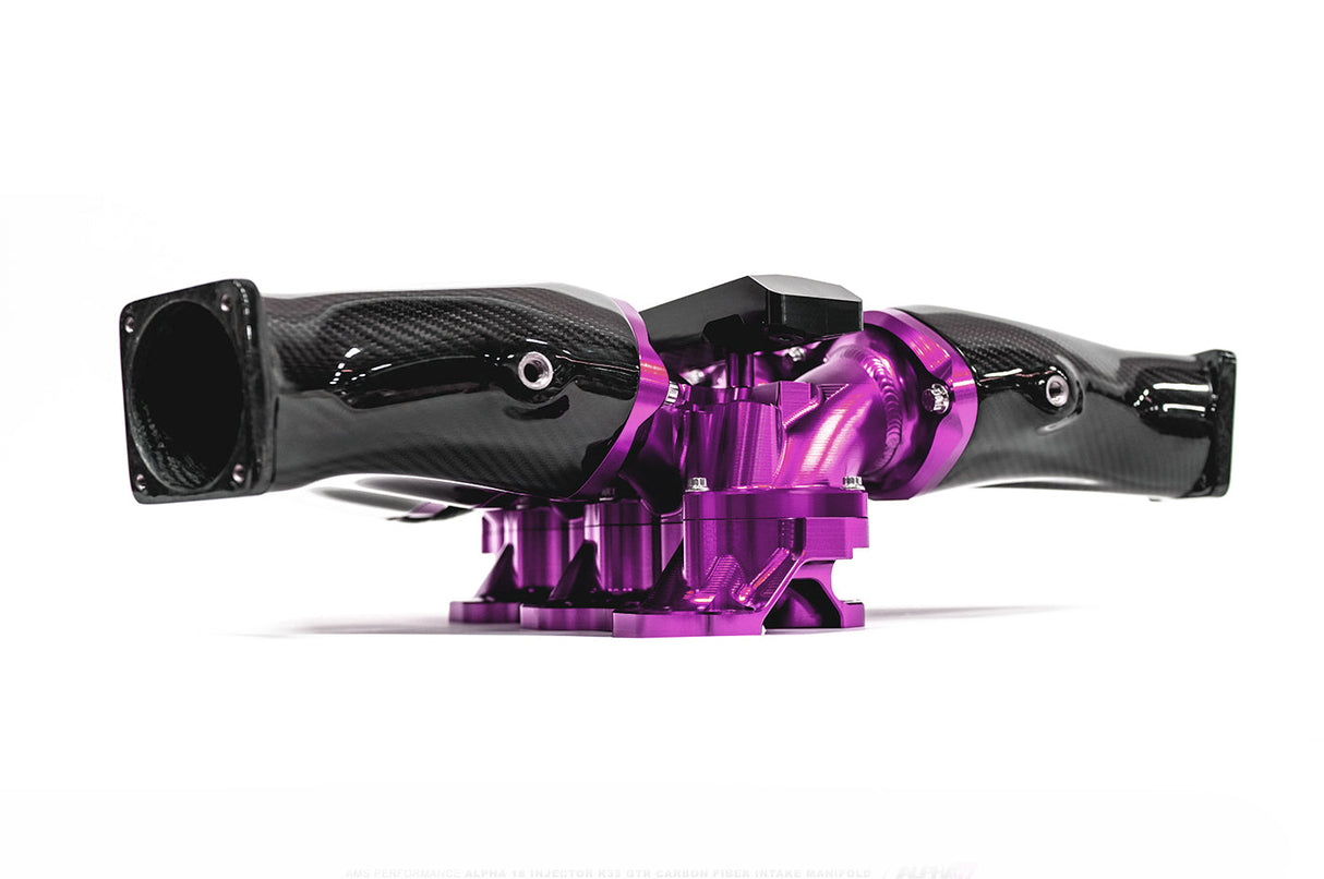 ALPHA GT-R Carbon Fiber / Billet Intake Manifold w/Triple Fuel Rail (18 Injector) Purple