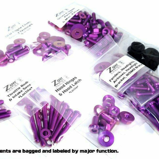 ZSPEC Stage-2 Dress Up Bolts®/Fastener Kit for '03-'08 Nissan 350z DE & HR, Titanium