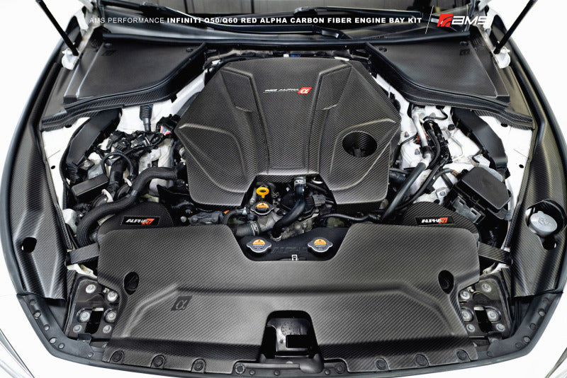 AMS Performance Infiniti 17+ Q60 / 16+ Q50 3.0TT Alpha Matte Carbon Rear Engine Bay Cover Set