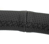 NRG Reinforced Stealth Wheel (380mm) 3 Spoke Center 1in Deep Dish - Perforated Leather Black Stitch