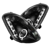 Spyder Infiniti G35 03-04 4DR Projector Halogen - LED Halo DRL Blk High H4 PRO-YD-IG35034D-DRL-BK