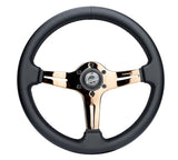 NRG Light Weight Gaming Steering Wheel - Blitz 350mm 3 Rose Gold Spokes Slits - Leather - No Dish