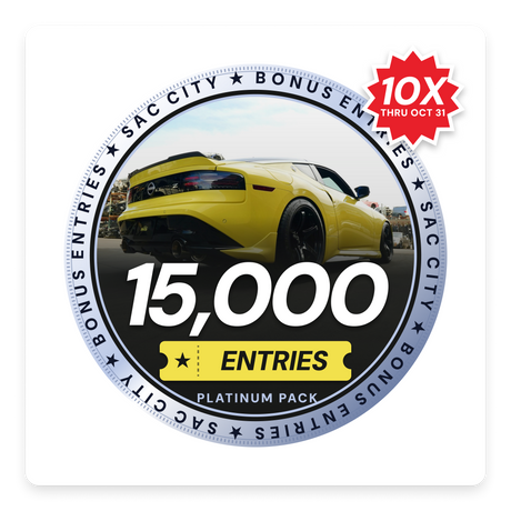 15,000 Bonus Entries – Platinum Pack – Win the Sac City Proto Z
