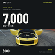 Sac City Gold: 7,000 entries for $200 during the 10× event ending October 31 at 11:59 PM Pacific; engine bay of the giveaway Proto Spec Z.