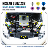 ZSPEC Stage-1 Dress Up Bolts®/Fastener Kit for '03-'08 Nissan 350z DE & HR, Titanium