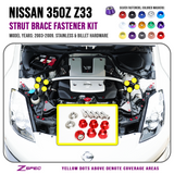 ZSPEC Strut Brace Fastener Kit for '03-09 Nissan 350z Z33, Stainless & Billet