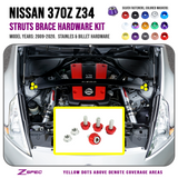 ZSPEC Strut Brace Fastener Kit for Nissan 370z, Stainless & Billet Hardware