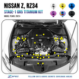 ZSPEC Stage-1 Dress Up Bolts® Hardware Kit for Nissan Z RZ34, Titanium