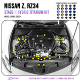 ZSPEC Stage-1 Dress Up Bolts® Hardware Kit for Nissan Z RZ34, Titanium & Billet