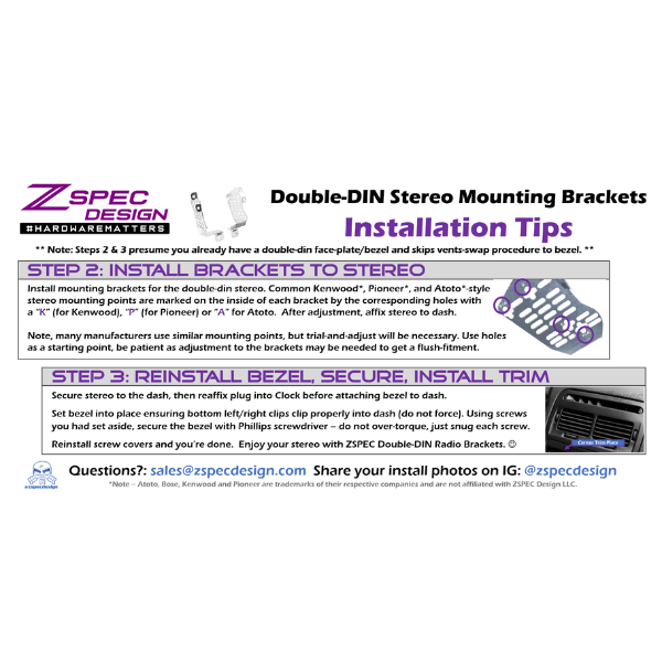 ZSPEC LHD Double-Din Radio Bezel w/Brackets for '90-99 Nissan Z32 300zx